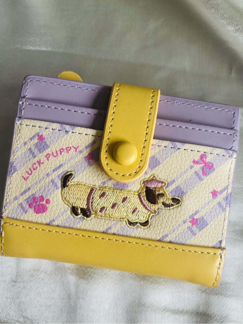 Cute Yellow & Lavender Puppy Card Holder & Wallet